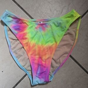 90s Tie Dye High Cut Bottoms Rave Underwear Rave Bottoms Medium Neon Colorful